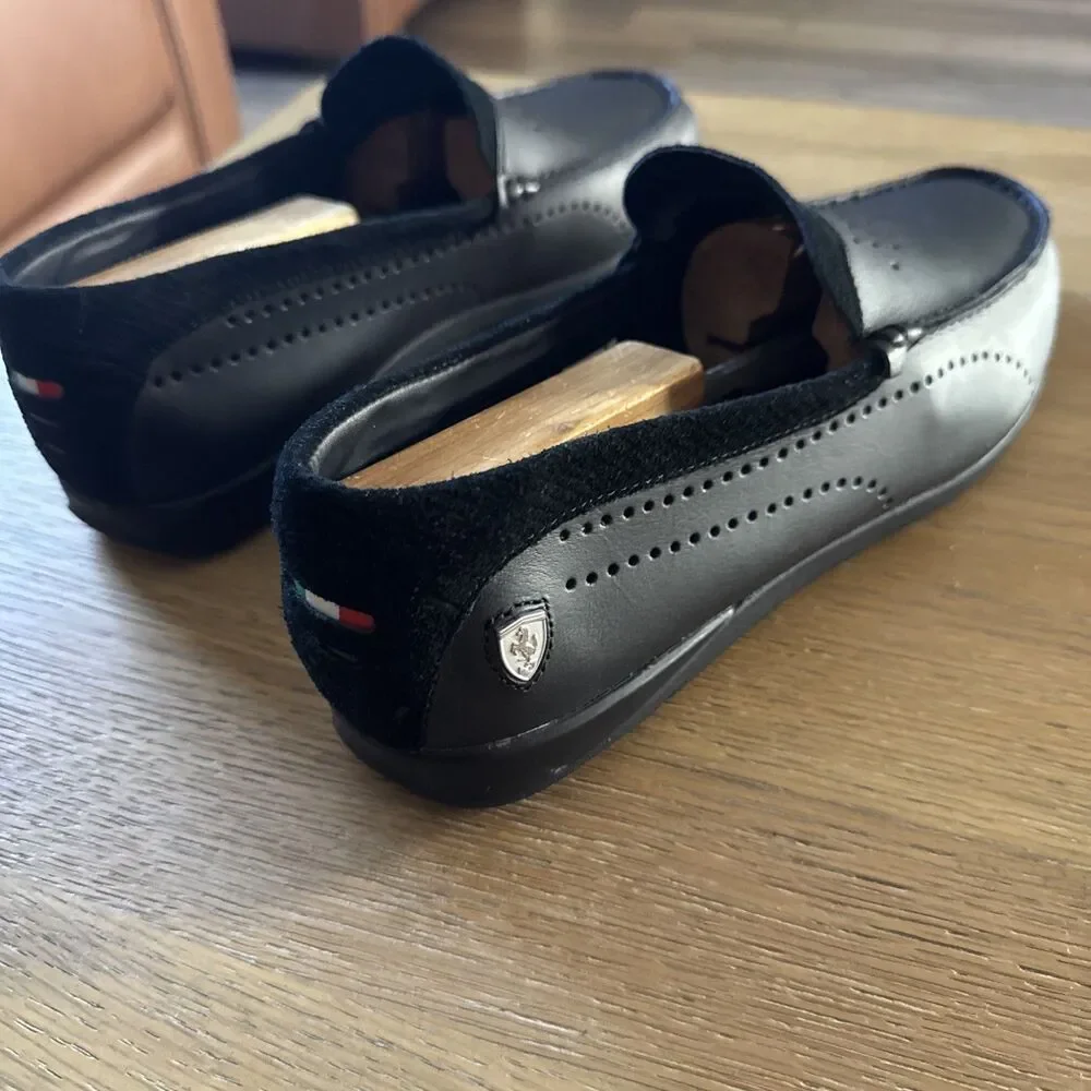 Puma Ferrari SF Black Leather And Suede Driving Loafers Shoes Men's Sz 11.5 Cool